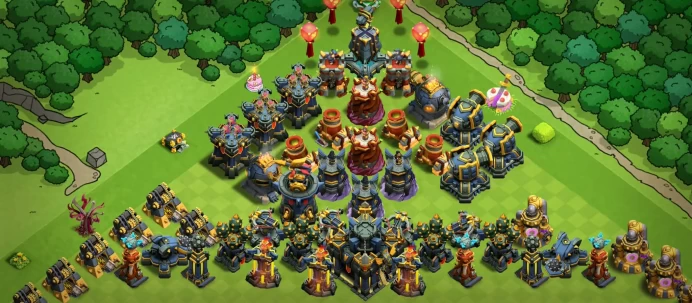 TH17 95% MAX DEFENSE | MAX EQUIPMENT EPIC | 8 MAX PETS | FREE NAME | 1428 WAR STARS | HERO SKIN | LOTS OF MAGIC ITEMS | 2320 GEMS