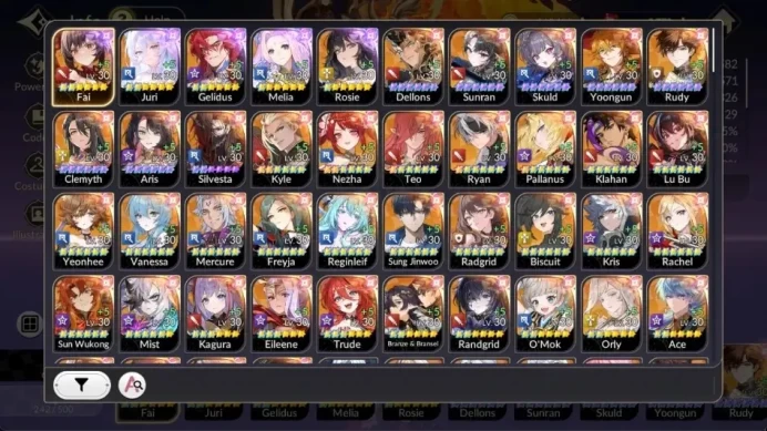 Global|FullEX7(FaiTC2,JuriTC2,GelindusTC2,MeliaTC1,RosieTC1)|45 TC6(Knox,Dellons,Rudy,Etc.)|2K Ruby|1 LegCost|Netmarble|7KR082B