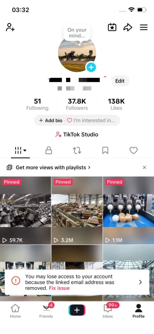 Instanly Delivery/ Germany Monetized 37K Real Followers+130K Real Likes Account/ Creator Rewards Program Activated/ Full Access