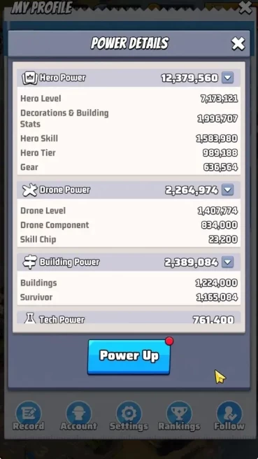 Sv 2220|Power 17.7M| HQ 25 | Gold Bricks 15200 | VIP 9 |Drone Lv 75| SQ1: 8.43M, SQ2: 5.20M, SQ3: 4.49M |Check Screenshot|LW767