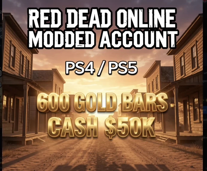  PS4 | PS5   RDR2 Online Modded  600 Gold Bars $ $50K Cash  Female  1 Modded Horse  4 Modded Outfit