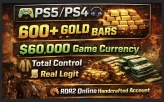PSN 600 Gold Bars 50,000$ Cash (Male) Modded RDR2 Online Complete Access INSTANT Delivery Trusted Seller