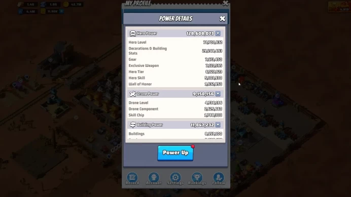 Sv 1185|193,9M Pwr|HQ 35|VIP 13|Gold Bricks 11,900|Gorilla Lvl 45|Drone Lvl 158|SQ1:51M, SQ2:32.95M, SQ3:34M|Check SS|LW768