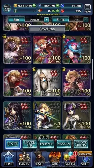 GLOBAL|Rank 23|100k Crystal|Top Tier Units [Cerulebreeze Dancer Kynei,A Roland,PoGT Famille,G Lilaha,etc]|1 UR 21 SSR Ark|LC1519