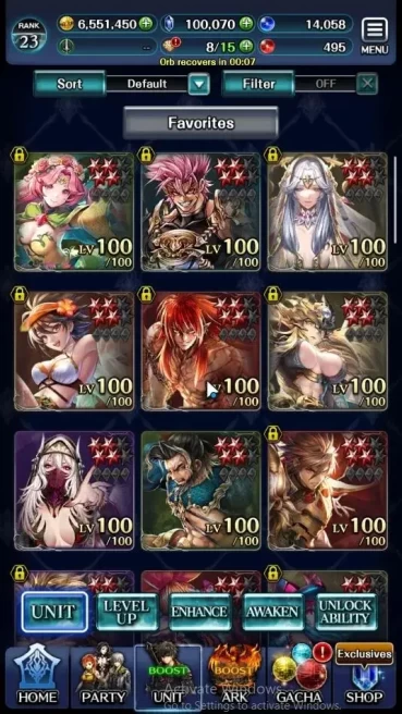 GLOBAL|Rank 23|100k Crystal|Top Tier Units [Cerulebreeze Dancer Kynei,A Roland,PoGT Famille,G Lilaha,etc]|1 UR 21 SSR Ark|LC1519