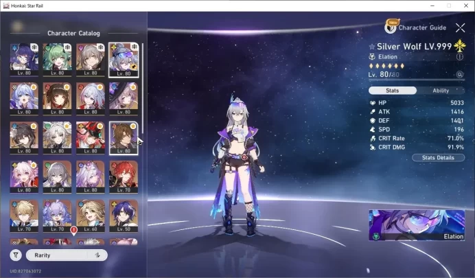 Asia|Selector On|TL 70|15 Limited (SW999,Evernight,Rappa,The Herta,Feixiao)+Sign Castorice,Robin Etc|Female MC|Take Mail|HSR8577