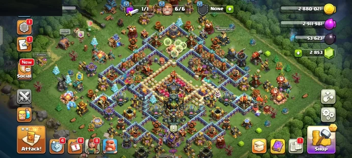 COMPLETE MAJESTIC HERO SKIN | FREE NAME | SEMI MAX DEFENSE/WALL | 2174 WAR STARS | FULL MAGIC ITEMS | 2853 GEMS | EQUIPMENT EPIC
