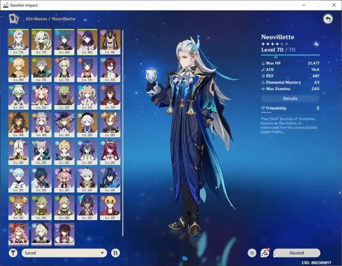 ASIA|AR54|5 limit(Neuvillette,Nahida,RShogun,Nouvillete, Etc)|MC Male|TakeMail(GI1198Z)