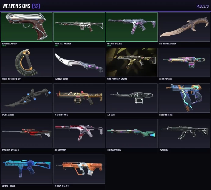 NA 65 Skins + 15 Agents + 999 VP + 220 RP Champions 2021 Vandal / Elderflame Vandal Full Access