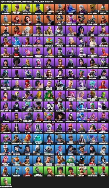 [XBOX] | 161 Skins | 1050 V-Bucks | Leviathan Axe | Warpaint | OG STW | Reaper | Star Wand | Skull Sickle | Studded Axe