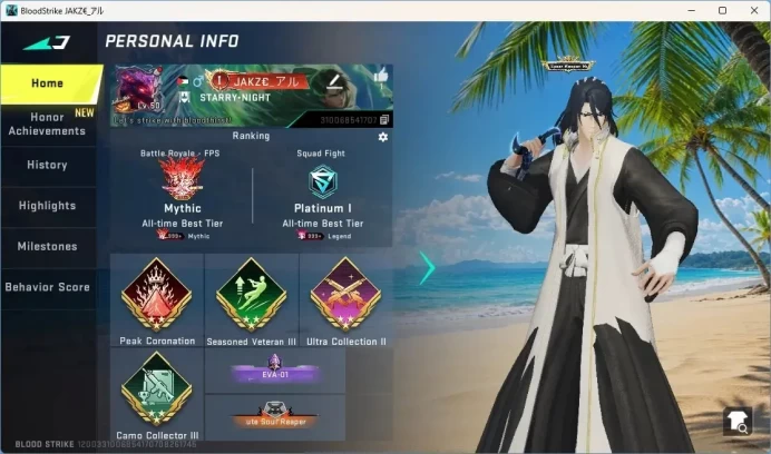 ASIA | 1 Eternal Gun: MP7-Tidesong Lv3|2 Ultra Melee: The Iron, Shuriken|5 Collab Guns|7 Ultra Guns|Check SS BS3083B