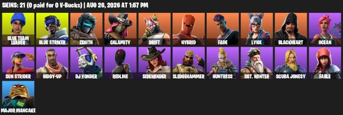 [PSN] | 21 Skins | Orange Justice | Drift | Blue Streak | Blue Team Leader | Blue Striker | Zenith | Calamity | Hybrid |
