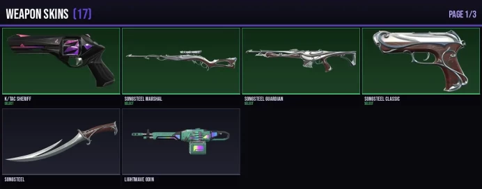 BR 17 Skins + 7 Agents + 205 RP Songsteel / K/TAC Sheriff / Songsteel Marshal / Songsteel Guardian Full Access
