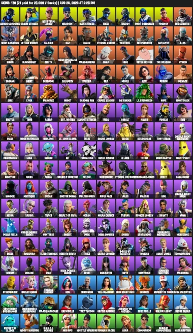 [PSN] | 170 Skins | 1400 V-Bucks | Lara Croft | Warpaint | Gear Specialist Maya | Point Patroller | OG STW | Reaper | St