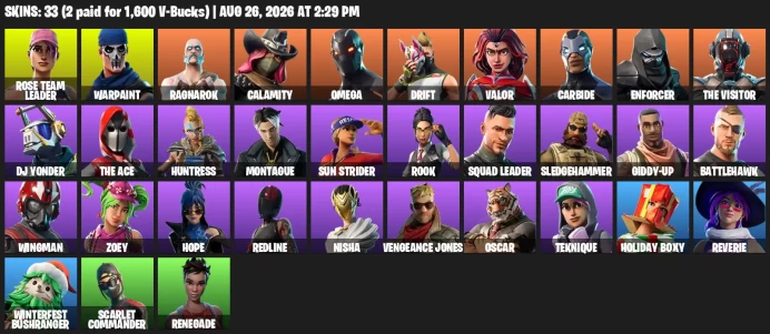 [PSN] | 33 Skins | Omega | Warpaint | OG STW | Permafrost | Positron | Orange Justice | Hype | Ride The Pony | Breakdown