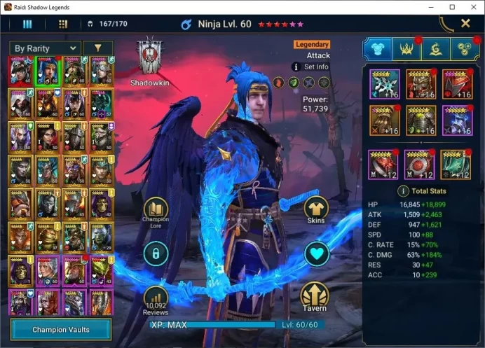 Lv 51|1,1M PWR|1 Mythic(Nais)+25 Legend(Tellena,Ninja,Grand,Ezio,Artax,Xenomorph,Rathalos,Mc Angelo,Etc)||Take Mail(RSL1676)