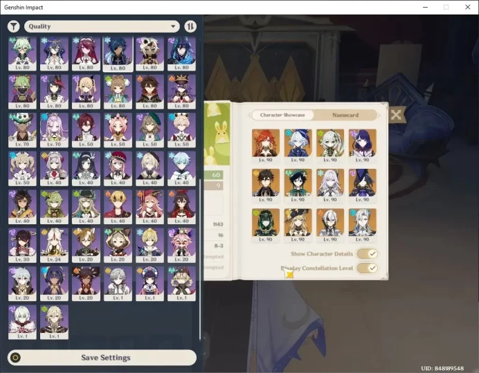 ASIA|AR 60|Rate On|9 Prem Team|26 Limit + 7 (*5 Weap)|Columbina,Furina,Ganyu +Sign,Raiden C2,Xianyun C1|Male MC|Take Mail|GI7818