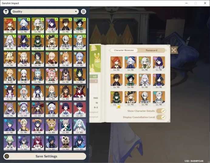 ASIA|AR 60|Rate On|9 Prem Team|26 Limit + 7 (*5 Weap)|Columbina,Furina,Ganyu +Sign,Raiden C2,Xianyun C1|Male MC|Take Mail|GI7818