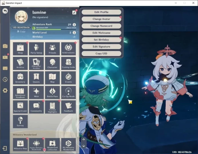 Asia|AR 29|Fresh Starter|Rate ON|3 Standard (Tighnari,Mona,Jean)| Low Main Quest & Map |Female MC|Take Mail|Check SS(GI7779)