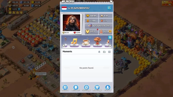 Sv 1214|Pwr 208,4M|HQ 35|Gold Bricks 9,575|VIP 13|Gorilla Lv 42|Drone Lv 160|5 Max Tech|SQ1:50M, SQ2:38.66M, SQ3:35.91M|LW770
