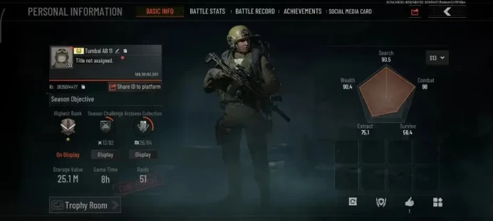 MOBILE|Lv 30|SV 25M|CV 21M|Crowbar|TTM AKM,TB M4A1,SS MDR,TTM AK-12,Etc|Travel Mist Set|CN ON|Log Infinite|Check SS|(AB3763)