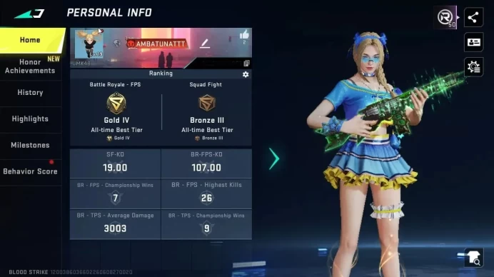 ASIA|2 ETERNAL Guns[Thompson Lv3,MP7 Lv3]|ULTRA [EMMA-Azure Wish,FN2000,Glock]|Collab AOT[M4A1-Battle Of Faith]|NetEase(BLS5881)