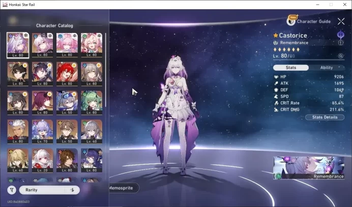 ASIA|TL 70|Castorice Pream Team|13 Limited (Himeko Nova E1,Hysilens E2,Evernight,Castorice E2)+Sign,Kafka E1|FeMale MC|HSR8587