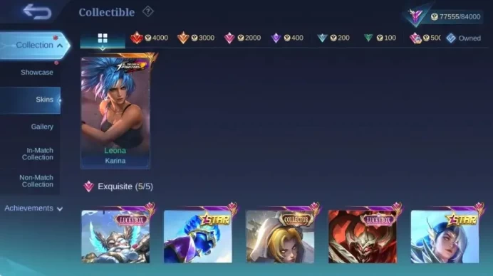 Global|Skin 325|Renowned|KOF Karina,Collector Natalia,LBox Franco+Zhask,STAR ANUAL Gord+Lesley,PACE Fanny|Check SS ML2791B