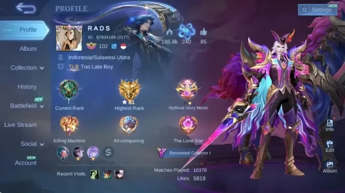 Global|Skin 325|Renowned|KOF Karina,Collector Natalia,LBox Franco+Zhask,STAR ANUAL Gord+Lesley,PACE Fanny|Check SS ML2791B