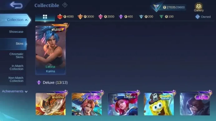 Global|Skin 114|Expert|KOF Karina,Blazing Franco,Lightborn Granger,S.A.B.E.R Layla,Epic Clint+Roger+Grock|More Check SS ML2792B