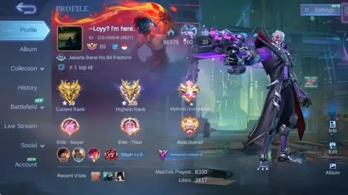 Global|Skin 262|Renowned|Collector Natalia,PACE Fanny,V.E.N.O.M Dyrroth+Gusion+Hanabi+Grock,DragonT Granger|Check SS ML2795B