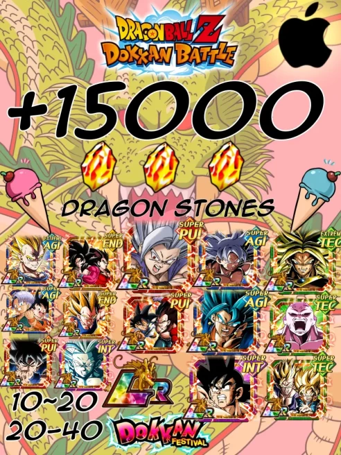 15 000K-16 000K DRAGON STONES  Dragon Ball Z Dokkan Battle GLOBAL [IOS] INSTANT DELIVERY 