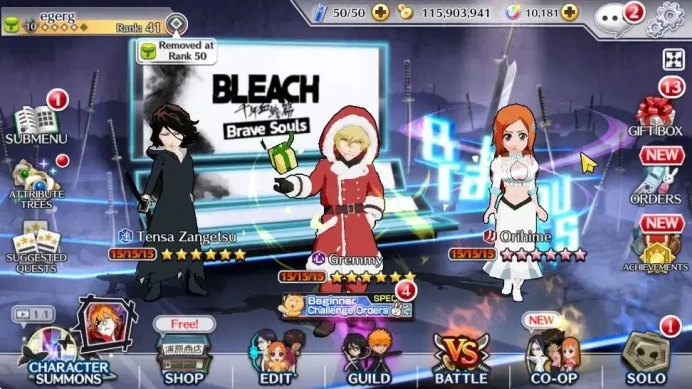 Global|102K BP+10 Orb|Byakuya Renewed|Gremmy Xmas24|Orihime TYBW|Tensa Zangetsu|KlabID|Check SS BBS852B