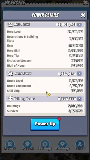 Sv 1955|Power 74.1M|HQ 30|Gold Bricks 4,000|VIP 12|Drone Lv 130|SQ 1: 23.27M,SQ 2: 17.57M,SQ 3: 15.98M|Log Email|Check SS|LW777