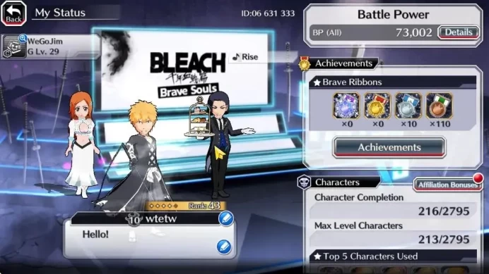 Global | 73K BP+10 Orb | Fresh Story | Ichigo TYBW25 | Yumichika TMV | Orihime TYBW | Aizen 6th | KlabID | Check SS BBS855B