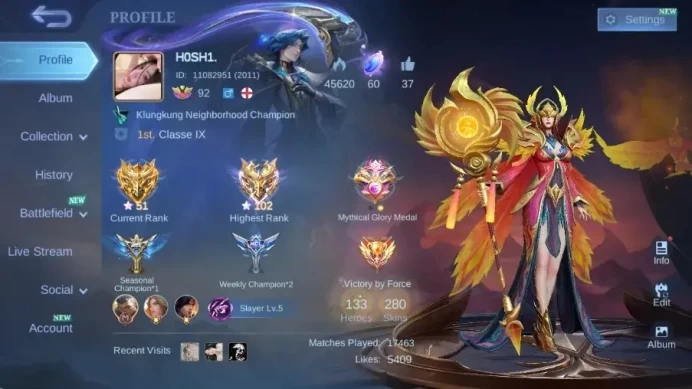 Android|Hero133|Skin280|RenownedII|Collector Pharsa,KOF Karina+Guinevere,Luckybox Akai+Ruby+Johnson+Irithel,Etc|Check SS ML2801B