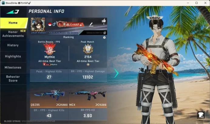 ASIA | 1 EVO: FAL|Eternal MP7-Tidesong Lv.3|Ultra Melee:The Iron-|2 AOT Striker:Levi,Mikasa|12 Ultra Gun|Check SS BS3098B