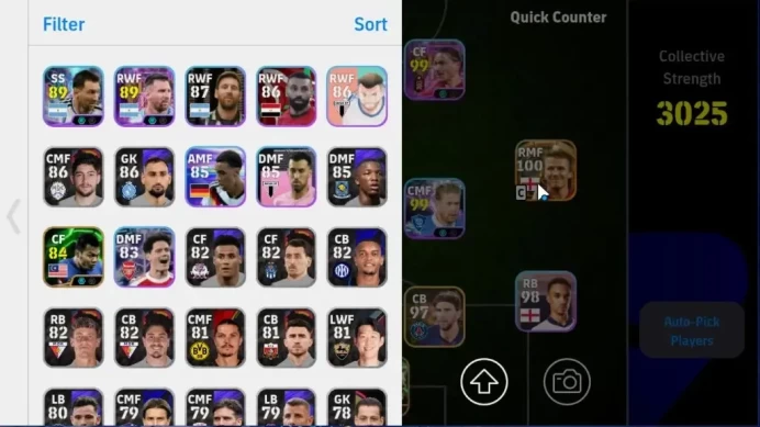 Android|Big Time Lionel Messi,David Beckham|Epic Oliver Kahn,David Seaman,Safee Sali|5 ShowTime Kevin De Bruyne|PES2027|EF3398