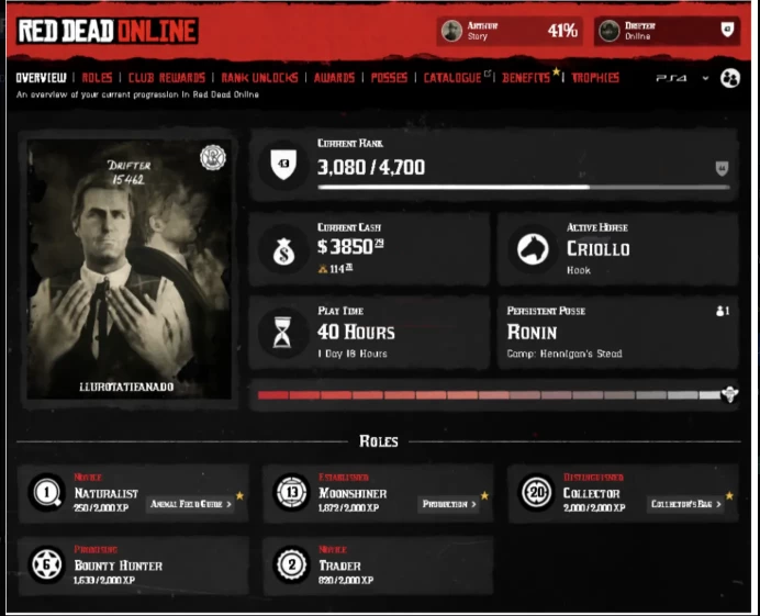 RDR 2 Online PS4 / PS5 Modded Account | 110 Gold Bars | 2 K Cash | Quick Delivery | RA87