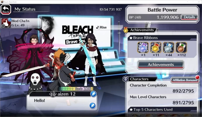 GLOBAL|BP 1,1M + 5k Orb|4 MT|TYBW26 Ichigo,Jugram,Yhwach,Aizen 11th,Rukia 10th,Ichigo 10th,etc|9 char 5/5|KlabID|BBS2931