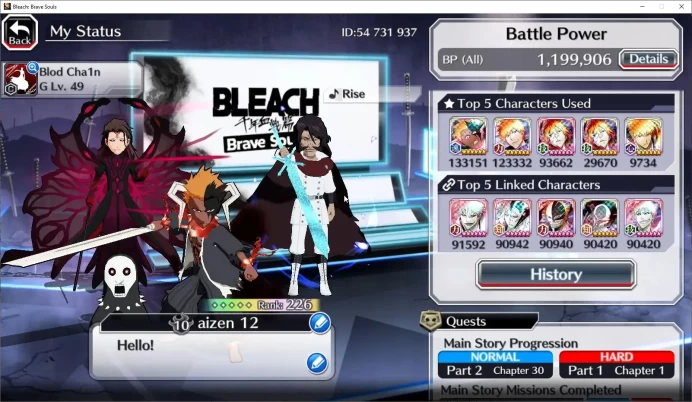 GLOBAL|BP 1,1M + 5k Orb|4 MT|TYBW26 Ichigo,Jugram,Yhwach,Aizen 11th,Rukia 10th,Ichigo 10th,etc|9 char 5/5|KlabID|BBS2931