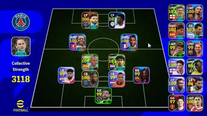 Android|Big Time K Kvaratskhella|Show Time Michael Olise,Manzambi|Epic Thiago Alcantara,F Rijkaard,Etc|PES2027|Take Mail|EF3399