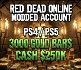 PS4/PS5 Red Dead Online Modded • 3000 Gold Reserves • $250,000 Jackpot • Male • 4 Modded Outfits • 1 Modded Horse • Lightni