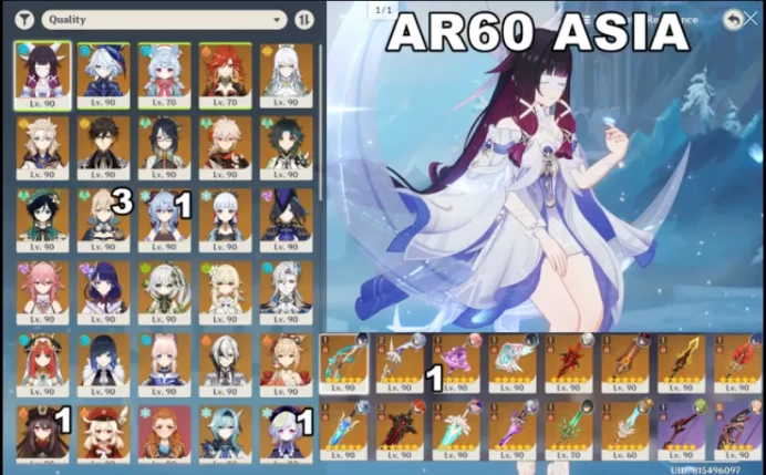 AR60 ASIA 47X5* COLUMBINA FURINA MAVUIKA ZIBAI NEUVILLETE HUTAO C1 CLORINDE ARLECCHINO KOKOMI YELAN ZHONGLI VENTI KAZUHA