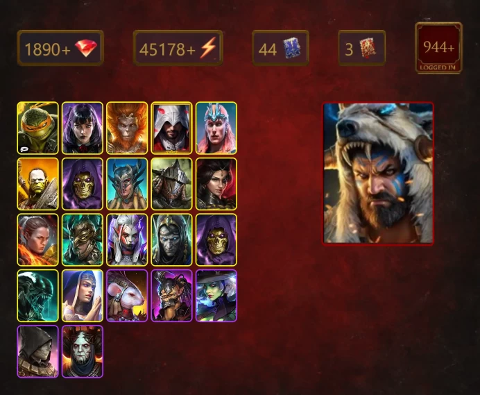 [STARTER]Martyr+Arne+Michelangelo+Alice+Wukong+Ezio+Loki+Artak+Skeletor+Scyl+Rathalos+Adelyn+Ronda+Leminisi+Visix+33Epics