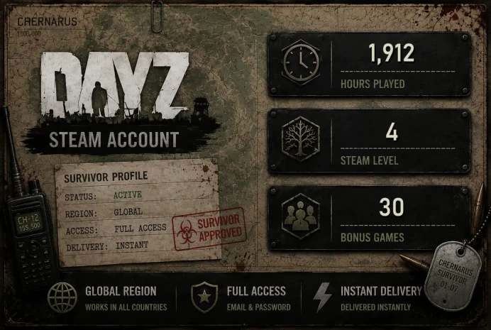 [STEAM] DayZ ACCOUNT | 1912 HOURS | 30 BONUS GAMES | STEAM LVL 4 | FULL ACCESS | INSTANT DELIVERY