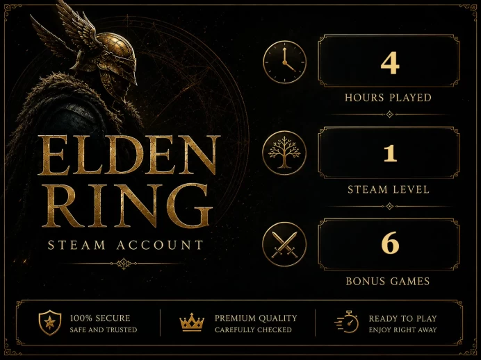 [STEAM] Elden Ring Account | 4 HOURS | 6 BONUS GAMES | STEAM LVL 1 | Global Region | Full Access | Instant Delivery