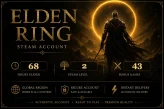 [STEAM] Elden Ring Account | 68 HOURS | 43 BONUS GAMES | STEAM LVL 2 | Global Region | Full Access | Instant Delivery