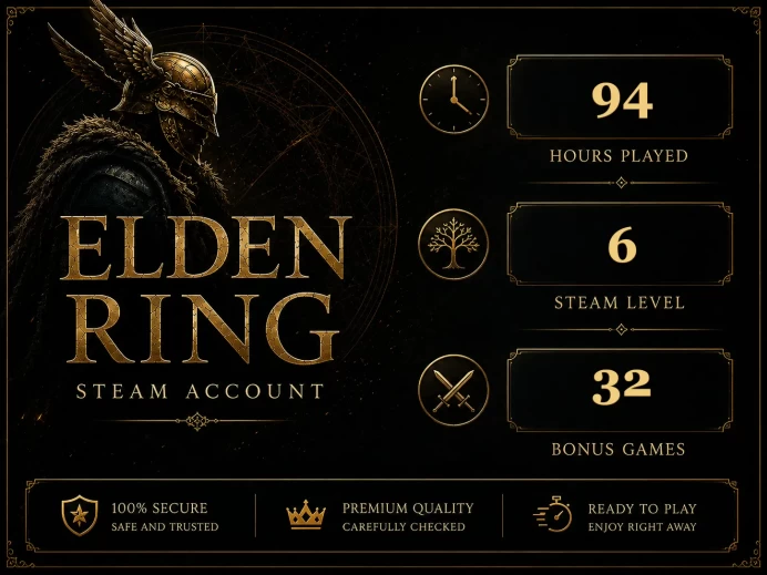 [STEAM] Elden Ring Account | 94 HOURS | 32 BONUS GAMES | STEAM LVL 6 | Global Region | Full Access | Instant Delivery
