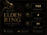 [STEAM] Elden Ring Account | 253 HOURS | 21 BONUS GAMES | STEAM LVL 4 | Global Region | Full Access | Instant Delivery